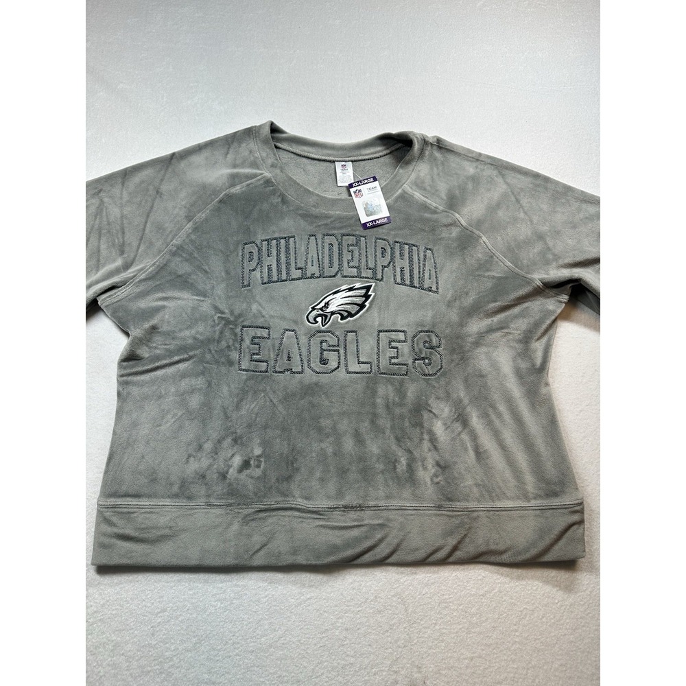 Philadelphia Eagles Womens Velour Pajama Top Crewneck Sweater XXL NWT NFL
